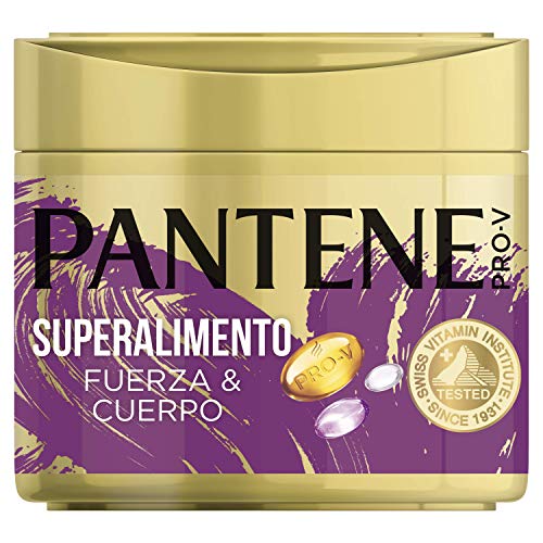 Pantene Pro-V Superalimento Fuerza&Cuerpo, Mascarilla Capilar de Queratina para Pelo Dañado y Frágil, 300 ml