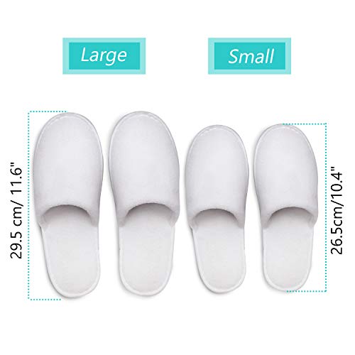 Pantuflas Spa Lavable (12 Pares) con Bolsa con Cordel - Blanco Esponjoso Cerrada Dos Tallas (S, L) Hombre y Mujer Suela Antideslizante Uso Perfectas en Baño, Invitados, Viaje, Hogar, Boda