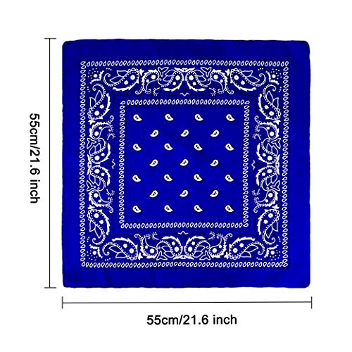 Pañuelos Bandanas de Modelo de Paisley para Cuello Cabeza Multicolor Múltiple para Mujer y Hombre, 12 Piezas Vaquero Diadema Estampado Corbatas Pañuelo Ciclismo, Square Handkerchiefs