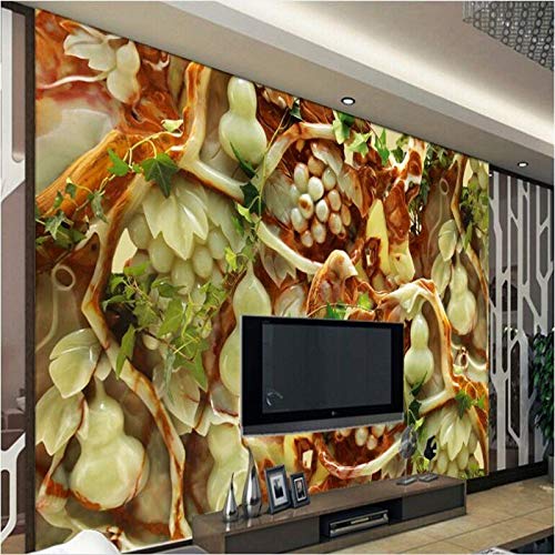 Papel pintado 3D para pared de salón, personalizable, gran fresco, jade y escarcha, para salón, TV, fondo, calabaza, uva