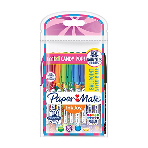 Paper Mate 2022692 InkJoy Mini Candy Pop - Lote de 10 bolígrafos retráctiles (punta media, 1 mm)