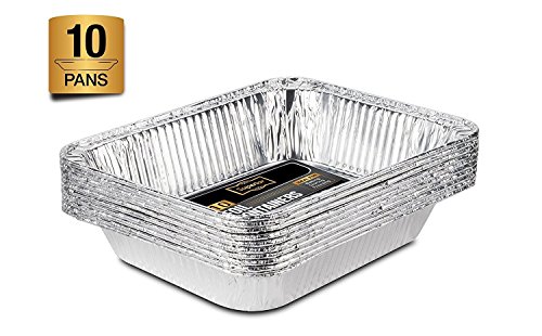 Paquete de 10 bandejas de papel de aluminio desechables para asar en horno y almacenamiento de alimentos, de tamaño Gastronorm 32 x 26 cm