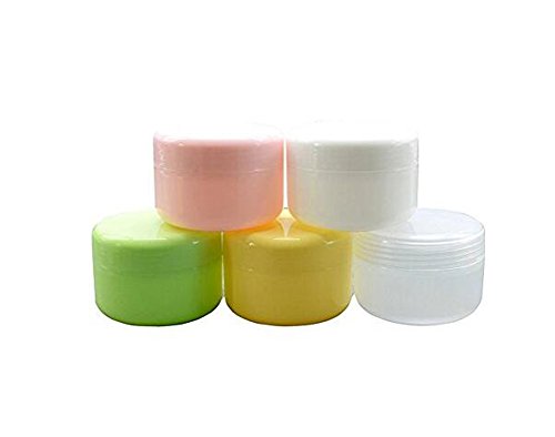 Paquete de 10 tarros de plástico recargables de 50 ml, de color y plástico, para polvo de uñas, sombra de ojos (transparente)