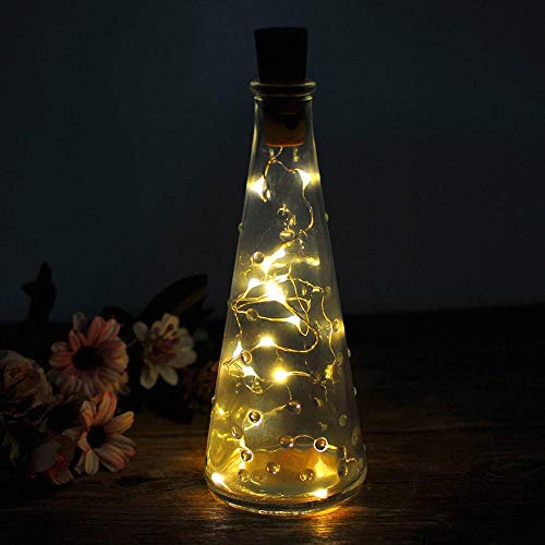 Paquete de 14 Luces de botella,Vansoon Cork en forma 20 Micro LEDs 2M Cadena de luces con destornillador Botella de vino Decoración de cristal Luces de bricolaje para fiesta Cumpleaños (Blanco cálido)