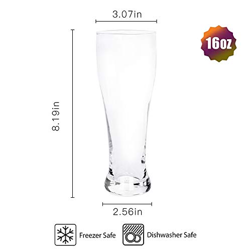 [Paquete de 6, 470ml/16oz] Design•Master -Vasos Pilsner Premium, Vaso Pilsner Estilo Pub Británico, Vasos Para Beber Cerveza, Vaso De Cerveza Pub.