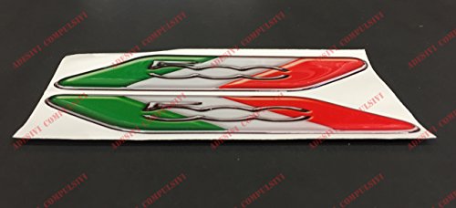 Para de adhesivos con inscripción Fiat 500 y bandera italiana.Adhesivos de resina, efecto 3d.Banderines triicolor para Fiat 500, 500 Abarth, nuevo Fiat 500