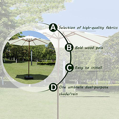 Parasol De Jardín De Madera,sombrillas De Jardín Grandes De Color Beige,Utilizado para Balcón/Exterior/Terraza (2.7m / 8.9ft)