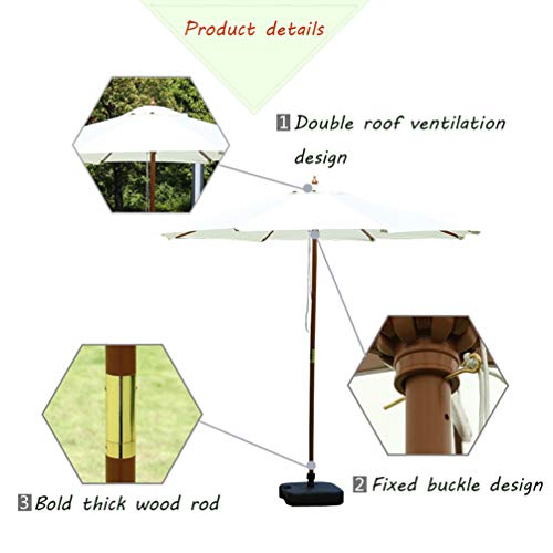 Parasol De Jardín De Madera,sombrillas De Jardín Grandes De Color Beige,Utilizado para Balcón/Exterior/Terraza (2.7m / 8.9ft)