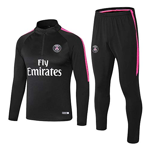 Paris Black Camiseta de Manga Larga Ropa de fútbol Primavera y otoño Apariencia Adultos Sudaderas Trajes de Entrenamiento, S