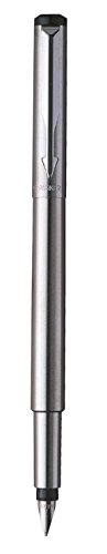 Parker - Pluma estilográfica y caja (acero inoxidable, punta fina), color plateado