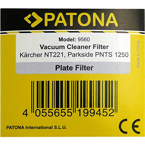 PATONA Filtro de cartucho compatible con Kärcher NT221, Rowenta RU03, Parkside PNTS 1250 1300 1400 1500 A1 B1 B2