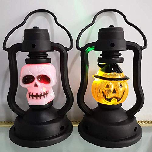 Patrones LED enciende la lámpara linterna calabaza Small esqueleto del cráneo de la noche las luces de interior casero al aire libre Decoración-B SEAno1 (Color : B)