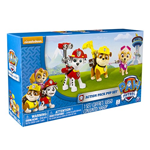 Paw Patrol Action Pup 3pk Online Exclusive 1 (Marshall, Rubble, Skye) - Kits de figuras de juguete para niños (Rubble, Skye), 3 año(s), Multicolor, Niño/niña, Animales, Patrulla Canina, China)