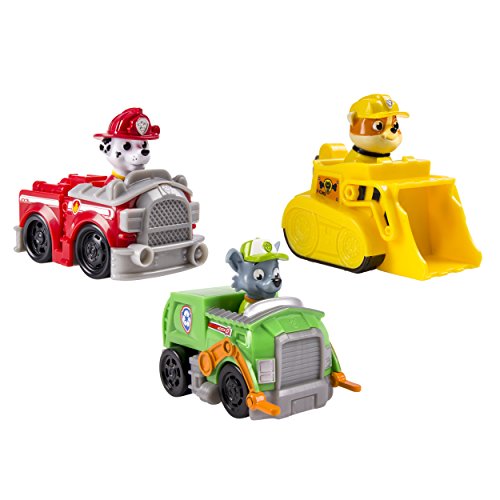 Paw Patrol Racers 3pk Online Exclusive 1 (Marshall, Rubble, Rocky) vehículo de juguete - Vehículos de juguete (Rubble, Rocky), Multicolor, Camión, De plástico, Paw Patrol, Interior, 3 año(s))