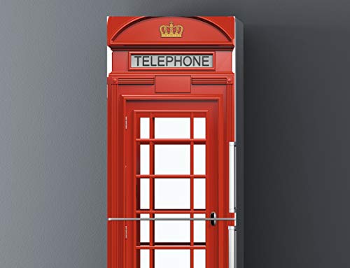 Pegatinas Vinilo para Frigorífico Cabina telefonos Londres | Varias Medidas 185x70cm | Adhesivo Resistente y de Facil Aplicación | Pegatina Adhesiva Decorativa de Diseño Elegante