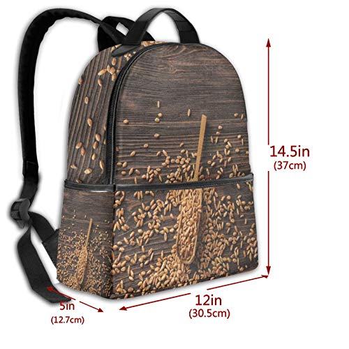 PEIGJH Mochilas Escolares Bolsa Daypack Mochila Tipo Casual para Niños Niñas para Portátiles Netbooks Cuchara Trigo Crudo Esparcido Madera