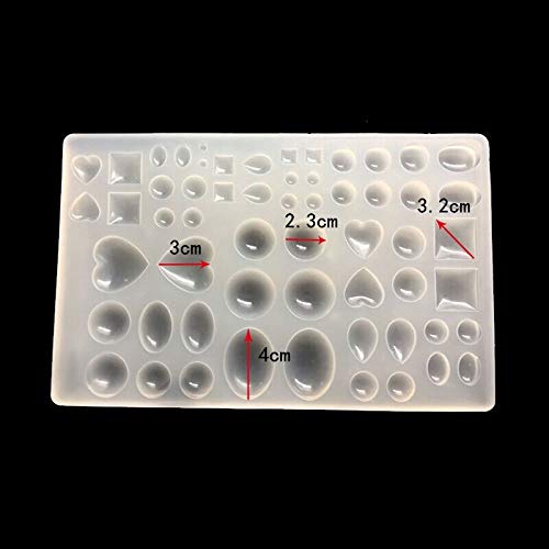 PEIPONG Molde de Silicona para Chocolate Ovalado/corazón/gotitas de cabujón semicírculo para Resina epoxi