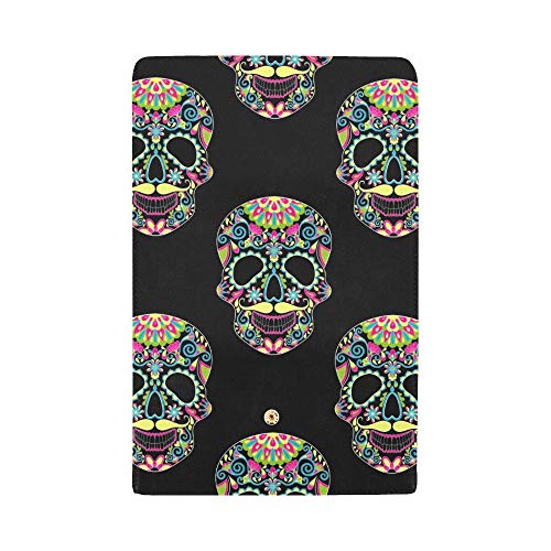 Personalizado único Zentangle Color estilizado Calavera de azúcar Halloween Mujer Tríptico Monedero Monedero Largo Titular de la Tarjeta de crédito Estuche Bolso