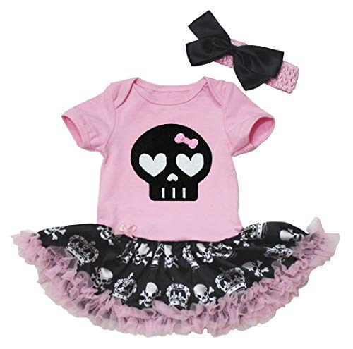 Petitebelle - Body para bebé, diseño de calavera, color negro Negro Calavera de corona rosa/negra 6-12 Meses