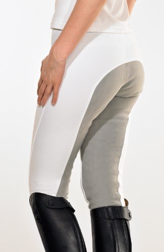 PFIFF - Pantalones de equitación con culera Gris Blanco Weiss Talla:44