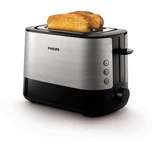 Philips Daily HD2637/90 - Tostador 950 W, Doble Ranura, Color Negro, Inox