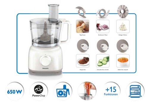 Philips HR7627/02 - Procesador de alimentos (650 W, recipiente de 2,1 L) daily collection, color blanco