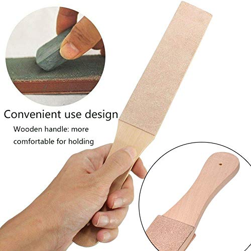 Piedra Afilar, DIY Kit de afilado de cuero – 1 pc mango de madera correa de piel correa de piel doble cara Paddle con 1 pcs compuestos oz pulido cuchillo de piel Para Afilar pulido