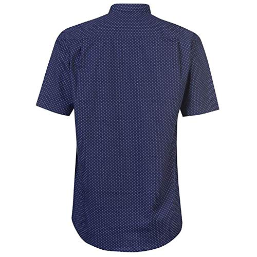 Pierre Cardin Hombre Camisa Estampada de Manga Corta con Bordado de Firma (XL, Navy)