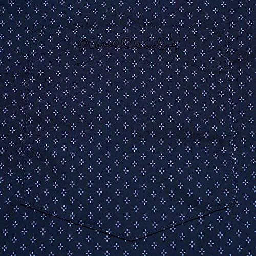 Pierre Cardin Hombre Camisa Estampada de Manga Corta con Bordado de Firma (XL, Navy)