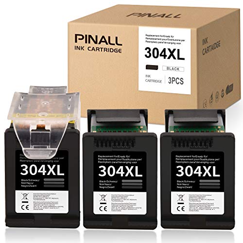 PINALL Paquete de 3 Cartuchos de Impresora Compatible para HP 304XL 304 XL para HP DeskJet 2622 2633 2634 3720 3730 3733 3735 3750 3760 3762 3764 Envidia 5010 5020 5030 5032 (Negro)