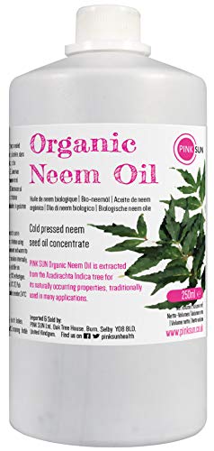 PINK SUN Aceite de Neem Puro Orgánico 250ml Virgen Prensado en Frío Sin Refinar%100 Pure Neem Oil Cold Pressed