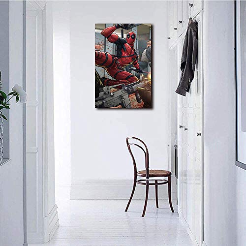 Pintura al óleo abstracta moderna con diseño de superhéroe Deadpool Comics, decoración del hogar, decoración de pared, lona, Enmarcado, 12"x16"