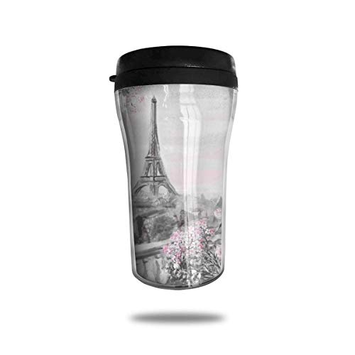 Pintura al óleo, verano en Francia Café con hielo Taza de café pequeña Taza de mano portátil Curva reutilizable Taza de viaje Taza de café asimétrica