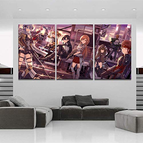 Pintura en lienzo HD Cartel impreso en lienzo Decoración para el hogar 3 piezas Arte Onlin Pintura Arte de la pared Animación Imágenes Sala de estar Modular  -40CM*60cm*3