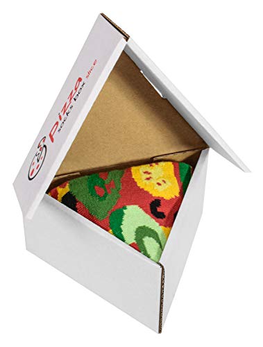 Pizza Socks Box Slice Vege - Mujer Hombre - 1 par de Calcetines - Tamaño 41-46