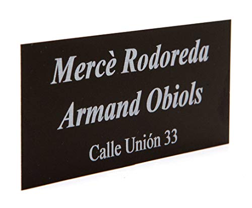 Placas Buzón de Aluminio Negro y Grabado Blanco. Cinta autoadhesiva. Grosor 0,5mm y tamaño máximo 100x40mm