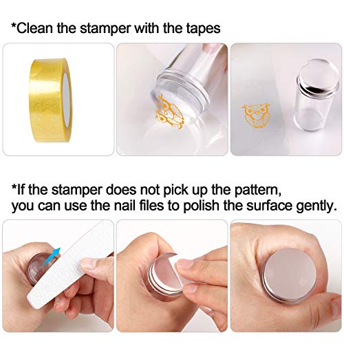 Plantilla Estampado de Uñas - 8 Placas Grandes Uñas con Varios diseños - Placas Estampacion Uñas con Raspador de Plástico, Sello de silicone