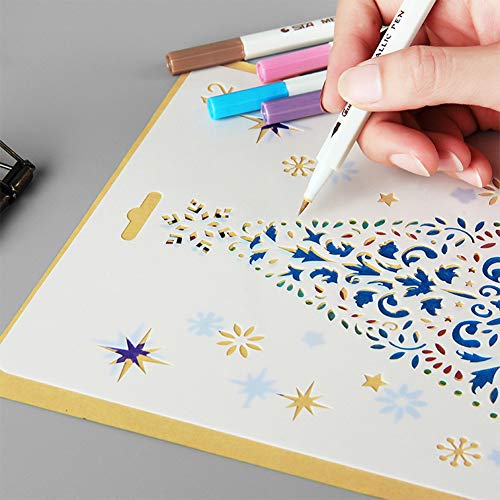 Plantillas para Dibujar y Pintar 12 plantillas de diario de Navidad Pintura Feliz Noel Árbol de Navidad para cuaderno,diario,álbum de Recortes,Manualidades Stencil Plantillas Para Scrapbooking (B)