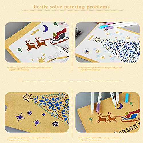 Plantillas para Dibujar y Pintar 12 plantillas de diario de Navidad Pintura Feliz Noel Árbol de Navidad para cuaderno,diario,álbum de Recortes,Manualidades Stencil Plantillas Para Scrapbooking (B)