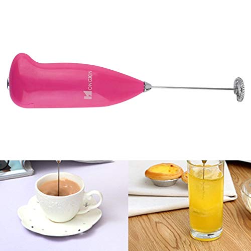 Plástico + Acero inoxidable Café Leche Bebida Batidora eléctrica Batidora Espumador Batidor de huevos Cocina Batidora de mano Herramientas de cocina rosado rojo WEIWEITOE