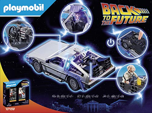 PLAYMOBIL- Back to The Future Delorean con Efectos de Luz, A Partir de 6 Años, Multicolor (70317)