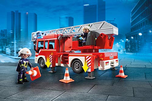 PLAYMOBIL City Action Camión de Bomberos con Escalera, Luces y Sonido, a Partir de 5 Años (9463)