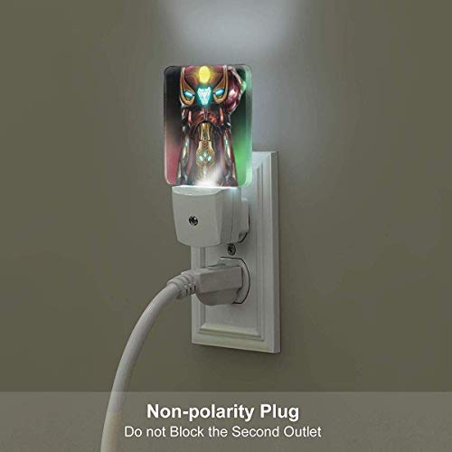 Plug in Night Light - Infinity Stones Iron Man Warm White LED Nightlight with Automatic Dusk-to-Dawn Sensor