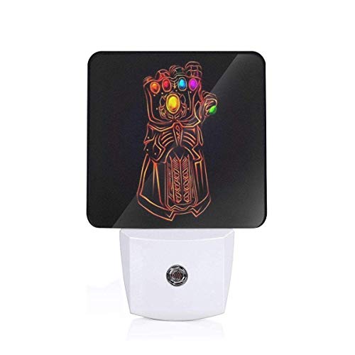 Plug in Night Light - Iron Man Infinity Stone Warm White LED Nightlight with Automatic Dusk-to-Dawn Sensor