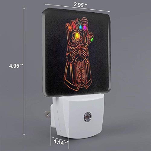 Plug in Night Light - Thanos Infinity Gauntlet Warm White LED Nightlight with Automatic Dusk-to-Dawn Sensor