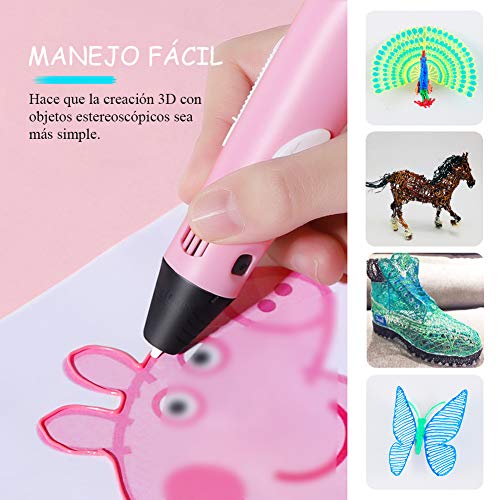 Pluma para Impresión 3D, Lápiz Inteligente 3D Pen Bolígrafo LCD Pantalla Temperatura Ajustable con Filamentos PLA compatibles ABS para Niños Adultos Gran Regalo de Reyes Navidad Cumpleaños