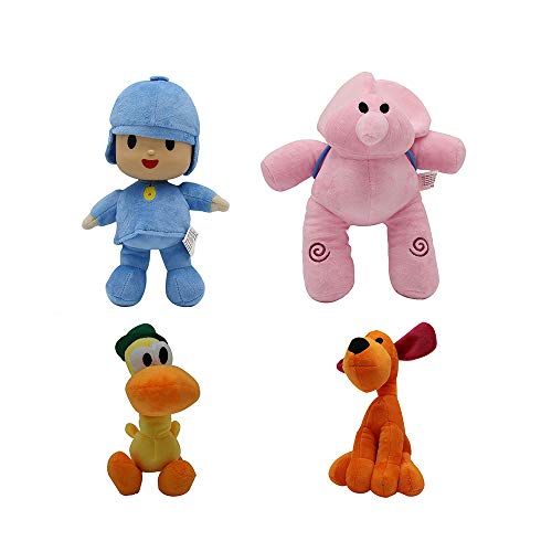 POCOYO Peluche Pocoyo Loula Elly Pato 6pcs Set Muñeca Peluches Figura Suave Anime Colección Juguete Peluche Suave Figura Rellena Muñeca Juguete POCOYO Elly PATO LOULA SLEEPY BIRD Chica (4pcs Set)