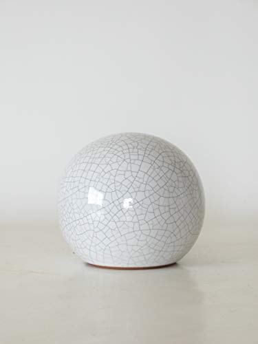 POLONIO - Bola de Ceramica Blanco de 12 Centímetros - Jarrones de Decoracion - Centro de Mesa Mediano de Decoracion - Centro para la Decoración - Jarron de Cerámica Mediano Blanco