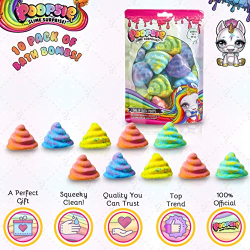 Poopsie Slime Surprise Unicornio Bolsa Sorpresa de Bombas de Baño para Niñas, Incluye 10 Bombas Baño Efervescentes, Divertidas Bolas de Arcoiris Perfumadas, Regalos Unicornios para Niños