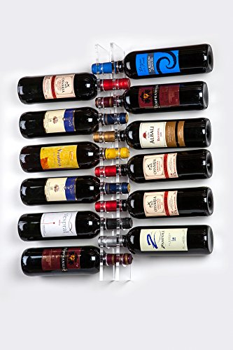 Porta botellas de vino de pared 12 botellas en metacrilato - Restaurante, bares, vinoteca, cocina, etc. - Decoración con botellas montaje en pared diseño moderno